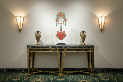 Masque cuivre et bois Art Déco